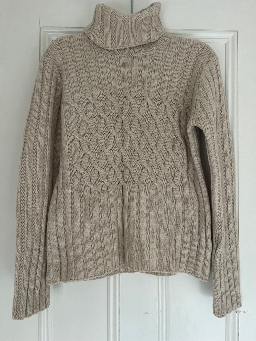 Aran woolen mills fisherman wool chunky Cable-Knit Turtleneck Sweater women’s L